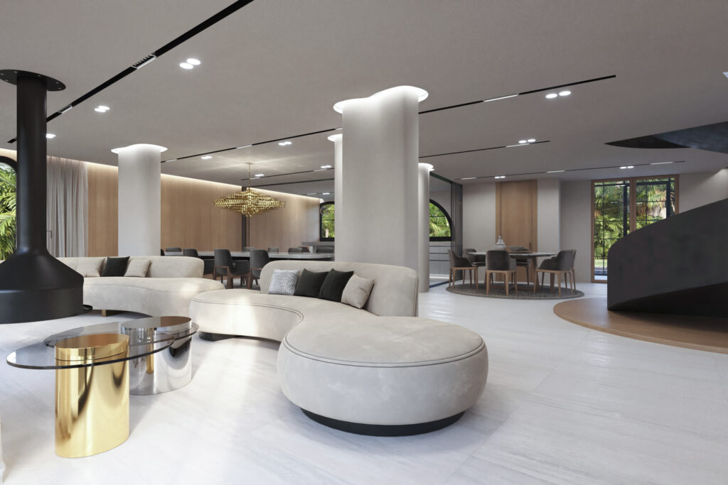 salón con sofá de diseño