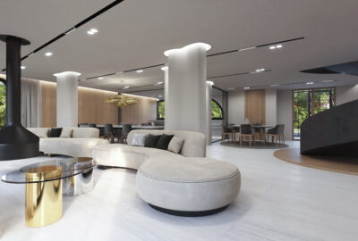 salón con sofá de diseño