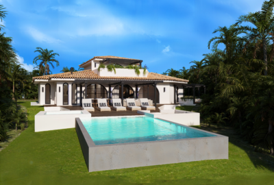 vista de vivienda con piscina